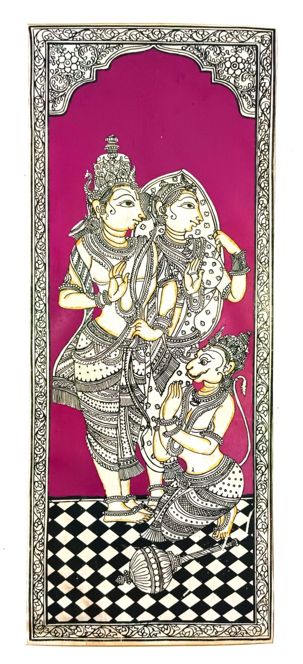 Shree Ramsita Pattachitra painting on silk, wall decor,unframed,20inch*10inch